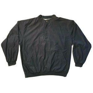 Vintage Slazenger Golf Lined Windbreaker XL Pullover Button Sweatshirt Black EUC